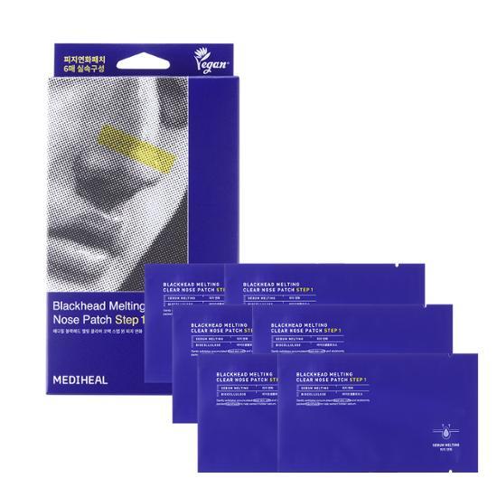 [NOVO] Mediheal Blackhead Melting Clear Nose Pack Passo Um Sebo Suavizante 6 Folhas